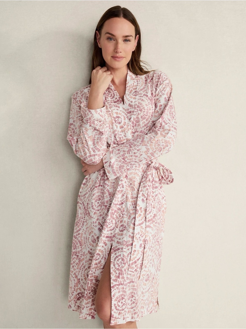 Haven Well Within Organic Cotton Pink Pinwheel Robe White Size L NWT T